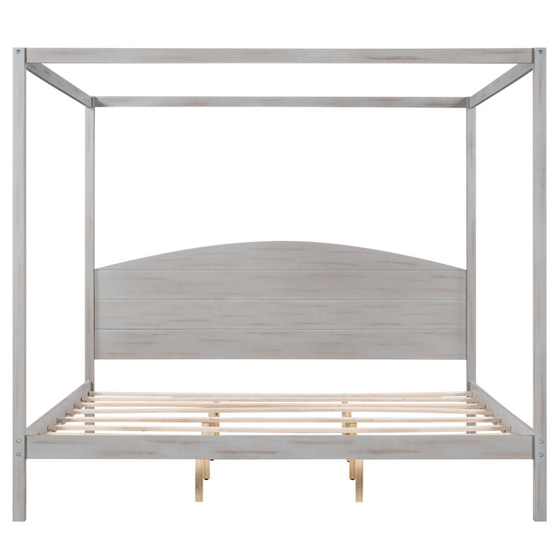 Merax Canopy Platform Bed with Headboard