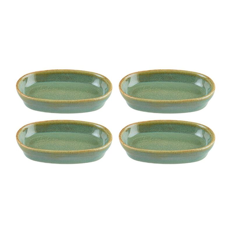 Sage 4" x 2.5" x h:0.75" Oval Green Vitrified Platter (Set of 4) image number 0