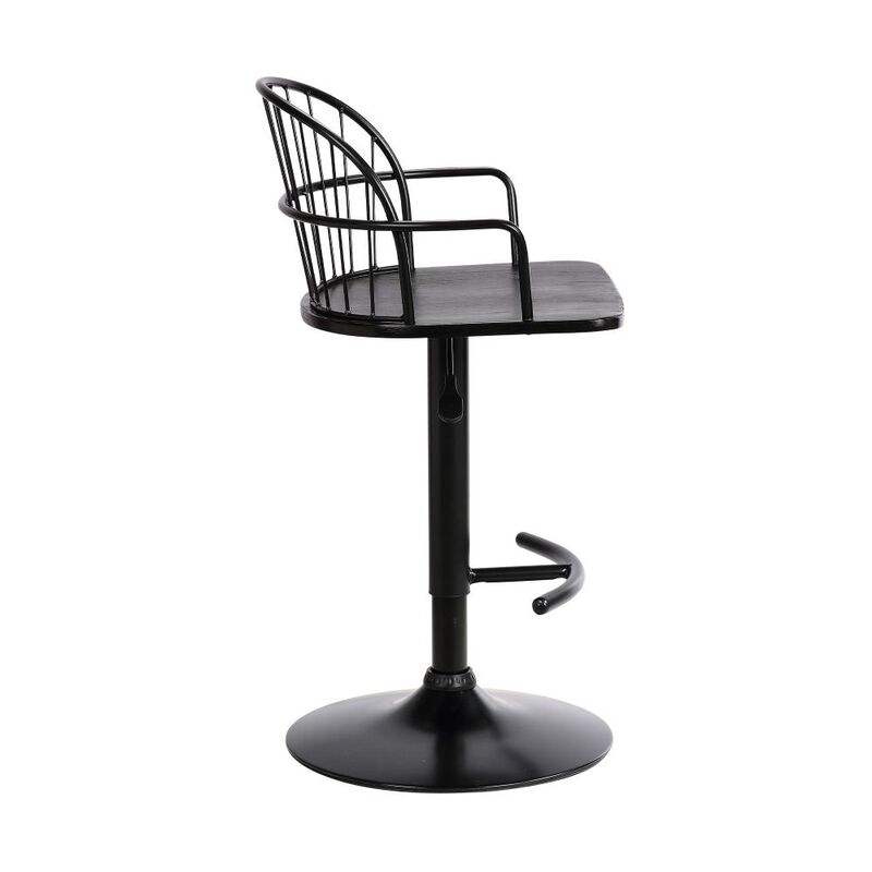 Hivvago Black Solid Wood and Iron Low Back Adjustable Height Bar Chair