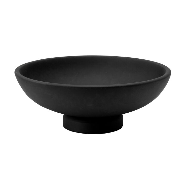 Mango Wood Footed Bowl, Black