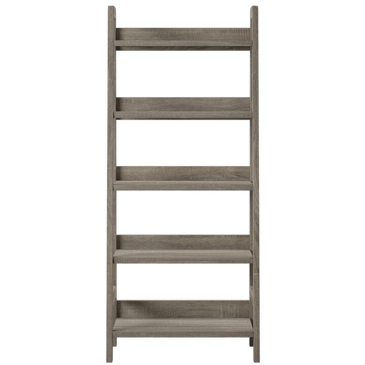 Tracey Greywash Wooden Five Shelf Ladder Bookcase by Linon