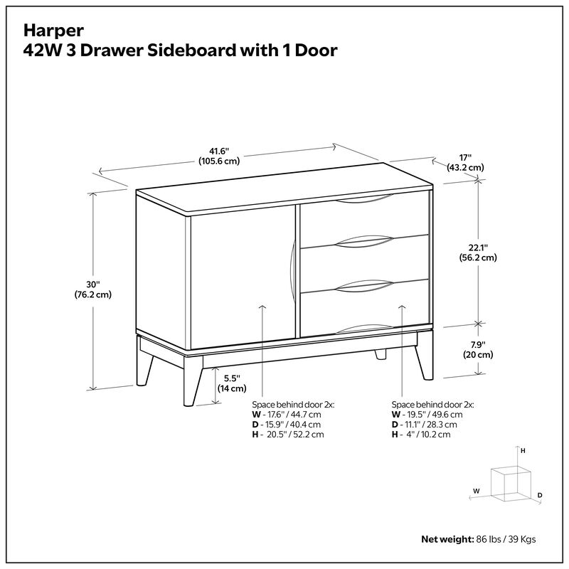 Simpli Home Harper 3 Drawer Sideboard image number 8