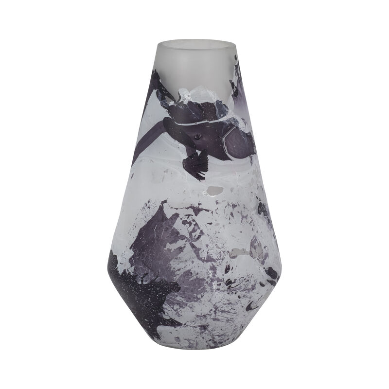 Glass, 11" Fog Shadow Vase, White image number 2