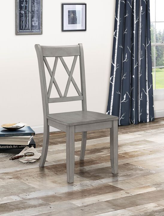 Streamdale Transitional Gray Side Chairs Set, Double-X Design
