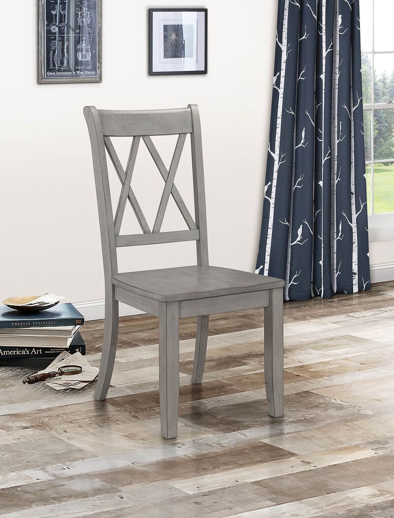Streamdale Transitional Gray Side Chairs Set, Double-X Design