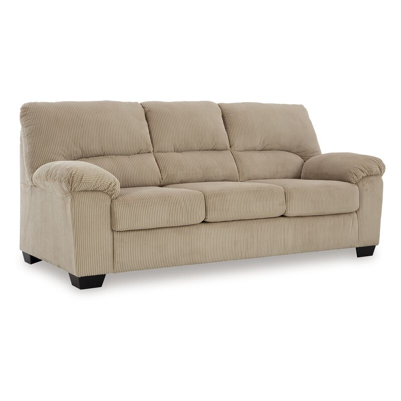 Simy Sofa, 83 Inch Modern Style Sand Beige Polyester, Pillow Top Arms