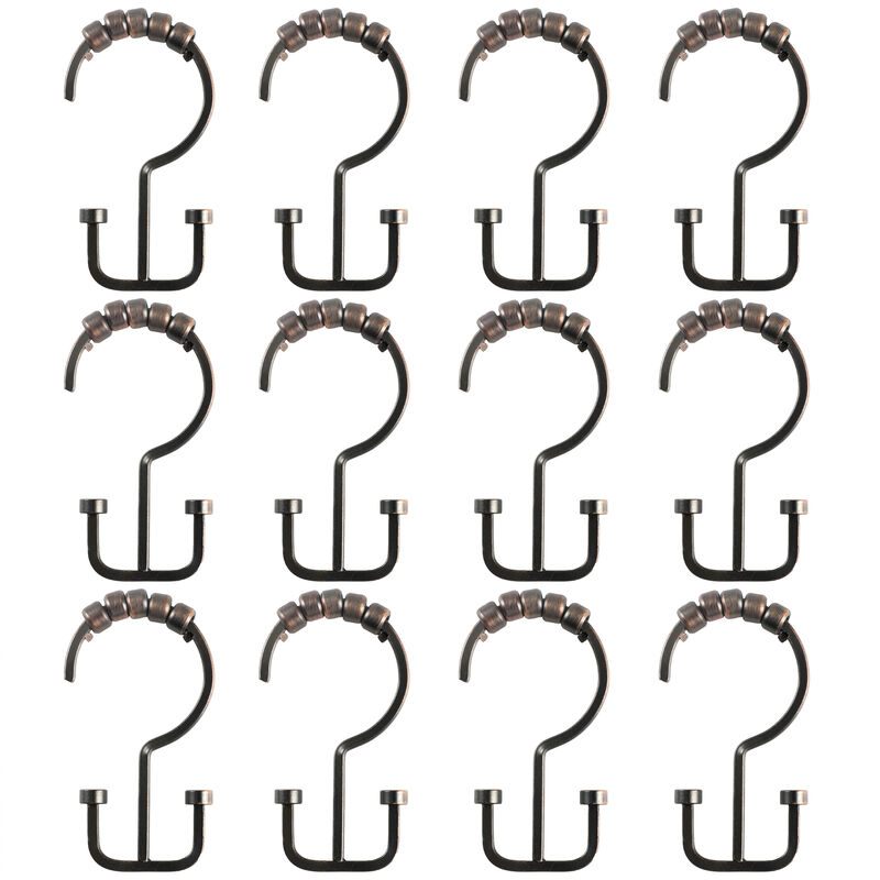 12-Piece Resistant Metal Double Shower Curtain Hooks image number 5