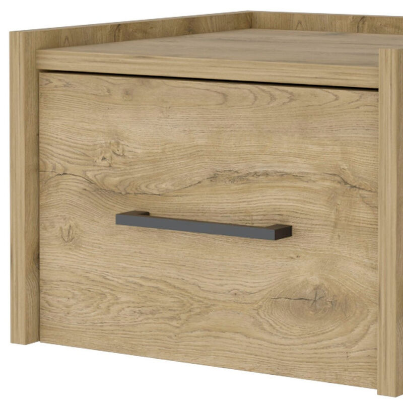 HomeRoots 10" Beige One Drawer Faux Wood Floating Nightstand image number 4