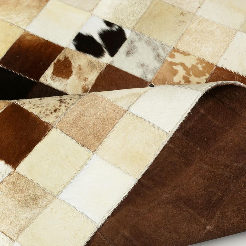 Natural Earth Tone Cowhide Patchwork Rug image number 4