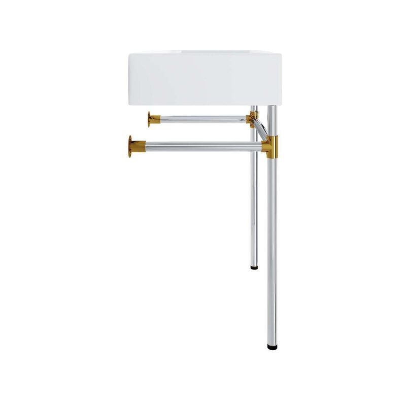 Modway Redeem 24" Wall-Mount Stainless Steel Bathroom Vanity in Silver/White image number 4