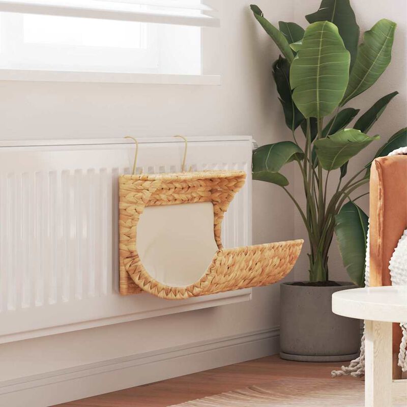 Cat Bed with Cushion Water Hyacinth 14.6"x7.9"x7.9"