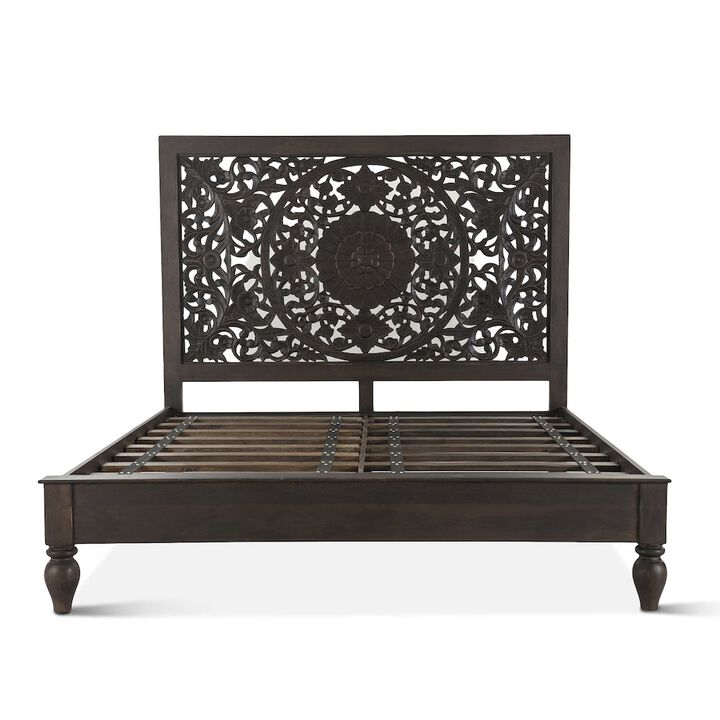 World Interiors Haveli Vintage Brown Mango Wood King Bed