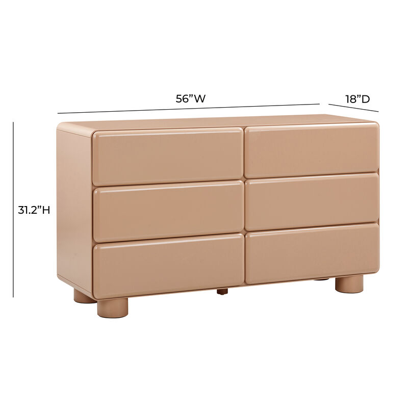 Tammy Taupe 6-Drawer Dresser.
