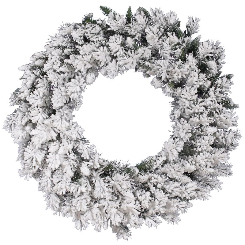 Vickerman 48" Flocked Snow Ridge Artificial Christmas Wreath Unlit image number 0