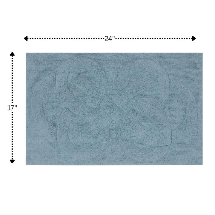 Knightsbridge Tuft Twisted 220 GSF Non Skid Back Bath Rug 17 x 24 - Light Blue