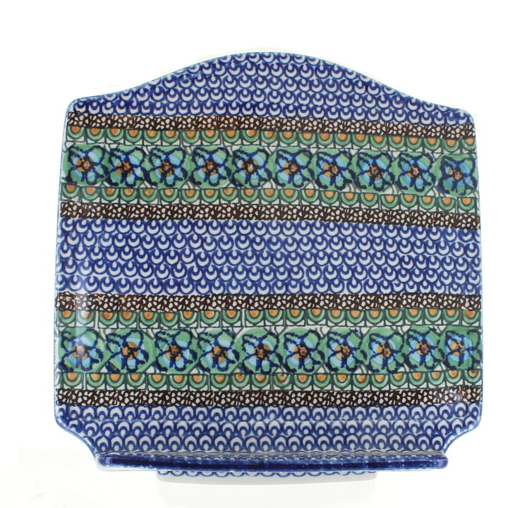 Blue Rose Polish Pottery Mardi Gras Cookbook Holder