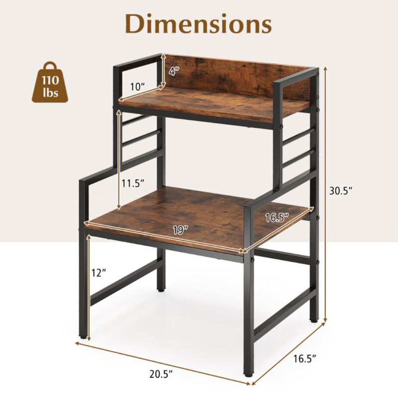 Hivvago 3-Tier Microwave Stand with 2 Open Shelves and Heavy-duty Metal Frame