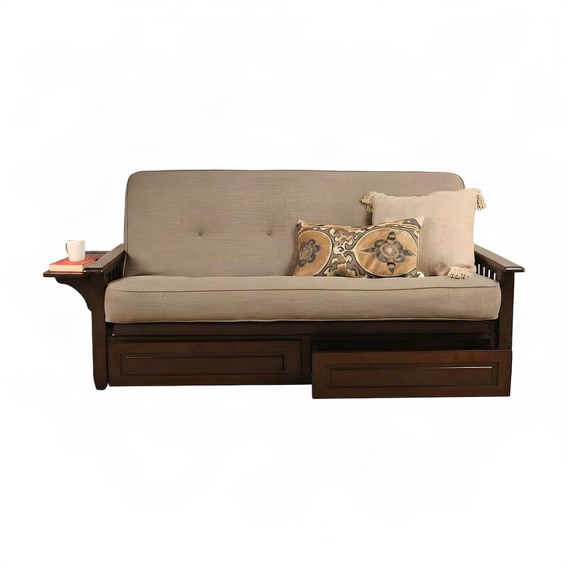 Phoenix Frame-Espresso Finish-Linen Stone Mattress-Storage Drawers image number 3