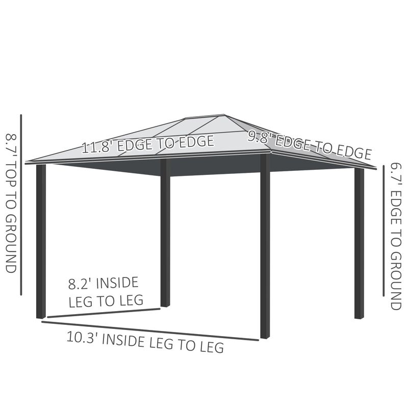 Elegant Outdoor Retreat: 12'x10' Hardtop Gazebo with Curtains