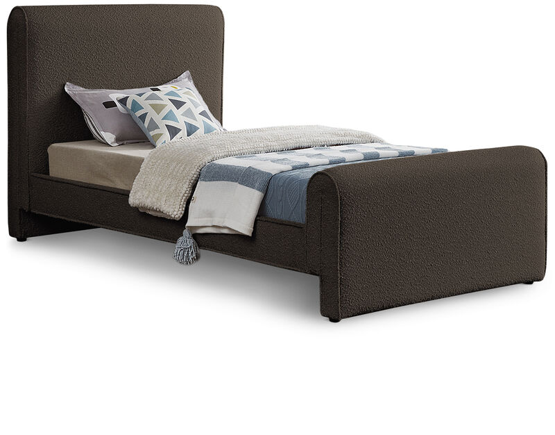 Meridian Furniture Stylus Brown Boucle Fabric Twin Bed image number 0