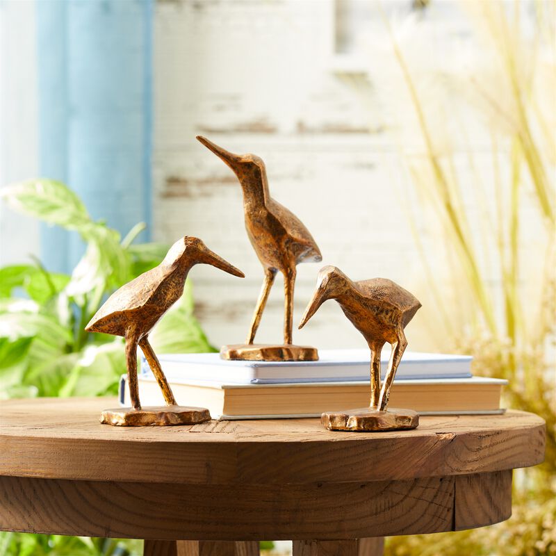 Set of 3 Modern Sea Bird Figurines for Coastal Shelf, Mantel.