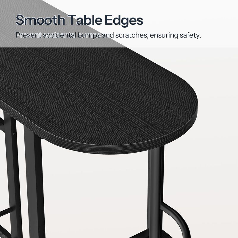 L-Shaped Bar Table with Charging Station and Multi-Tier Corner Storage-Black image number 7
