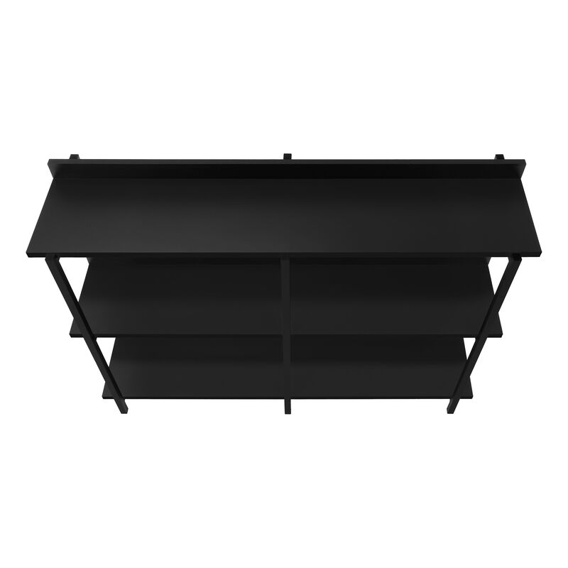 HomeRoots 47" Black Wood and Metal Frame Console Table With Three Shelves image number 2