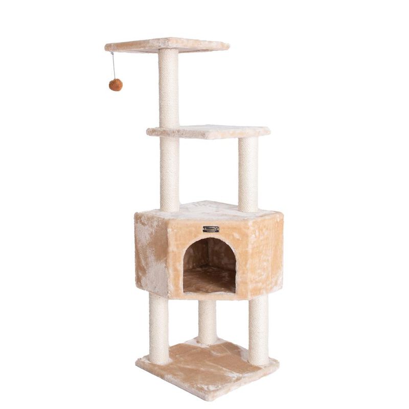 Armarkat 3 Levels Real Wood Cat Tower For Kittens Play 48 Height Beige
