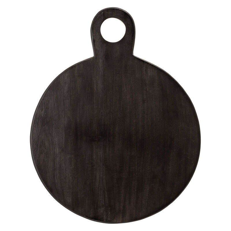 Round Acacia Wood Cheese and Cutting Board with Circle Handle, Black image number 0