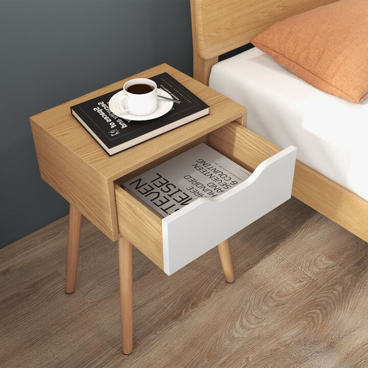 Modern Nightstand with Storage Drawer for Bedroom Living Room-1 Piece