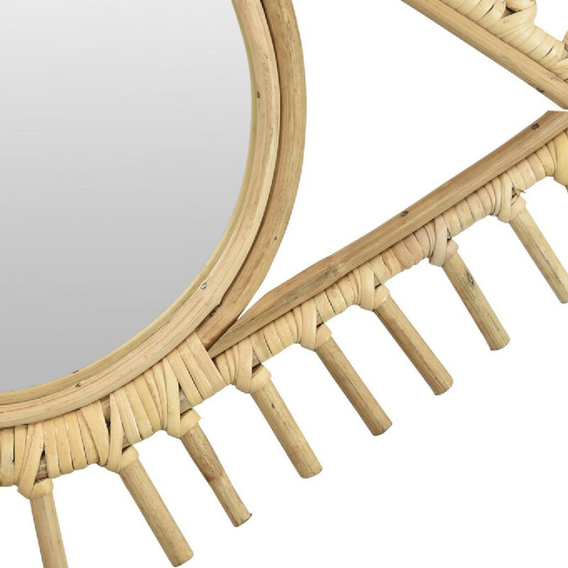 Greta Eye-Shaped Wall-Mounted Mirror, Sunburst Frame, Natural Fiber image number 3