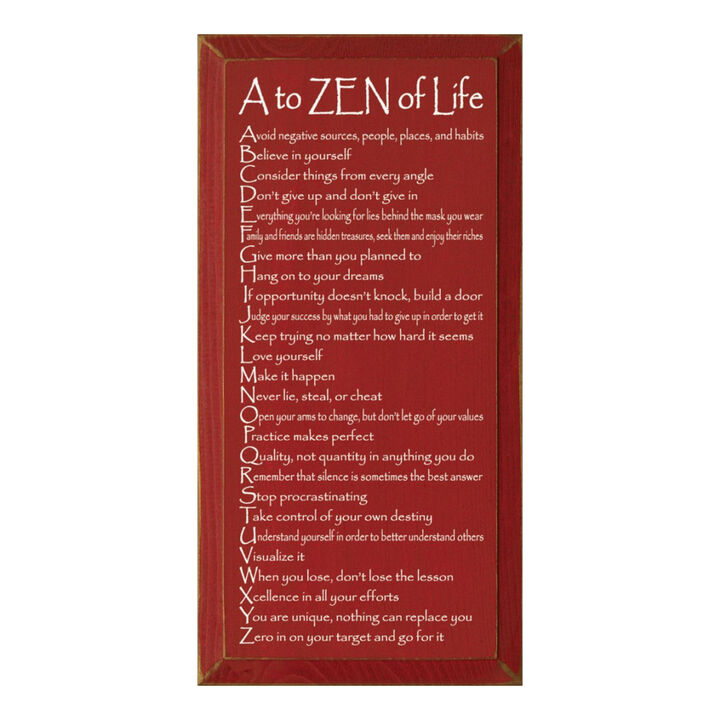 A to ZEN of Life Funny Zen Quote Wooden Wall Sign