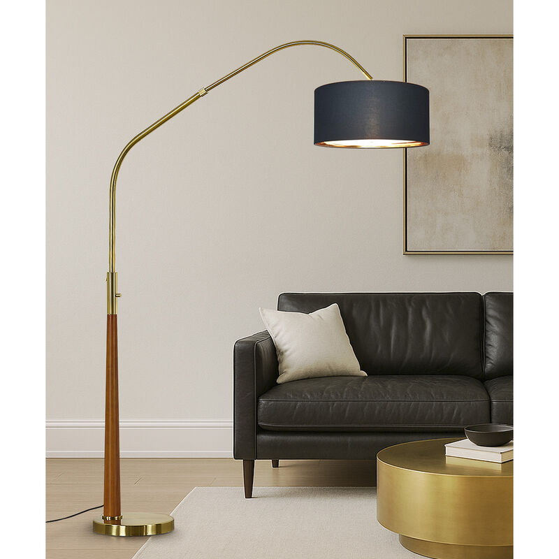 HOMEGLAM Century 81" Solid Wood Arched Floor Lamp with Dimmable LED Bulb.