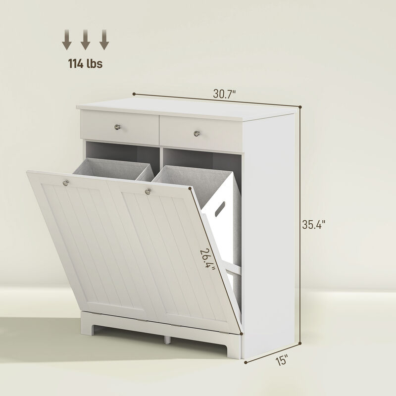Hivvago Double Laundry Hamper Cabinet with 2 Drawers image number 2