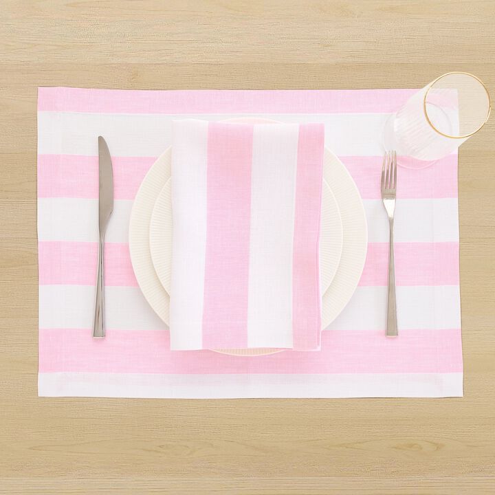 Linen Dinner Napkins - Cabana Stripe