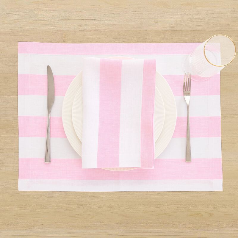 Linen Dinner Napkins - Cabana Stripe image number 1