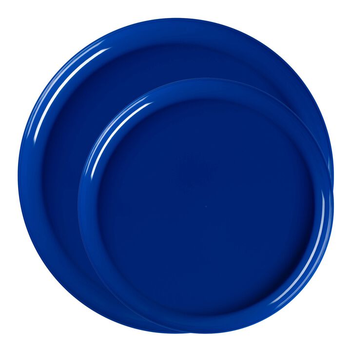Light Blue Flat Round Plastic Dinnerware Value Set (40 Sets)