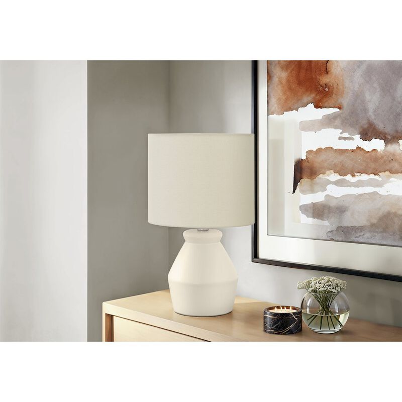 Lighting, 17"H, Table Lamp, Cream Ceramic, Ivory / Cream Shade, Modern