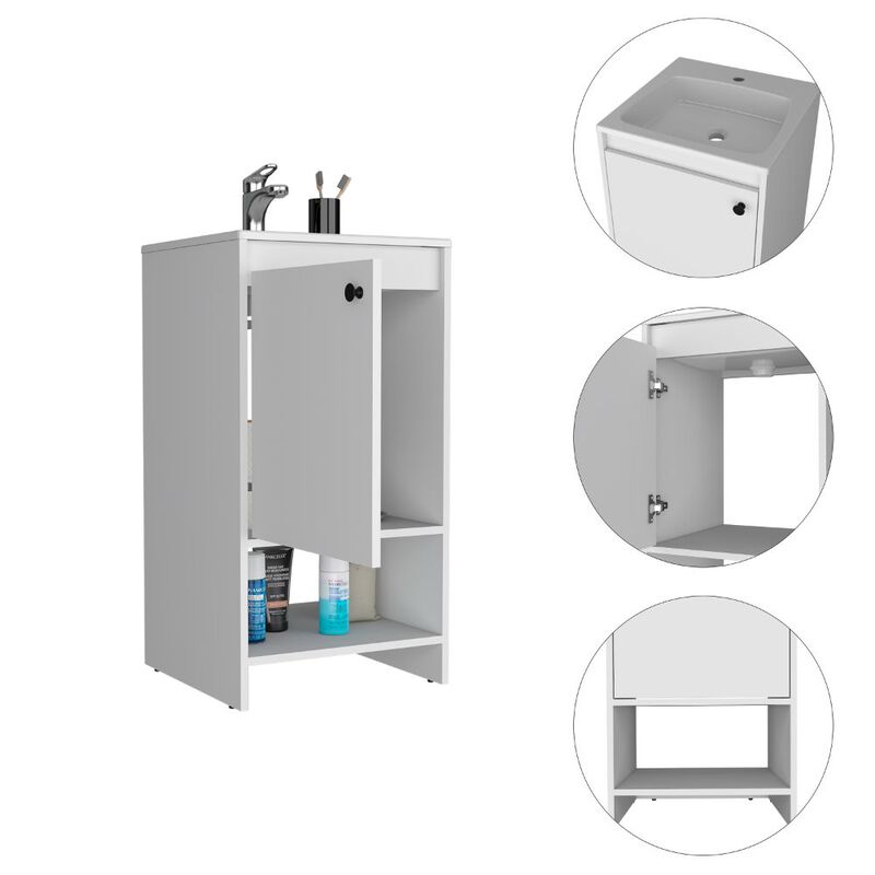 DEPOT E-SHOP Braavos Bathroom Vanity, Sink, Two Shelves, Single Door Cabinet