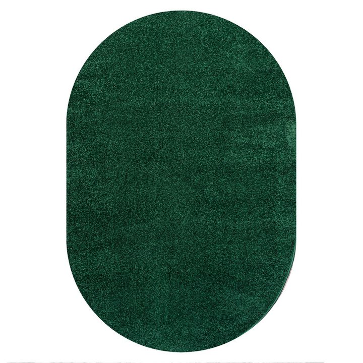 Haze Solid Low Pile Oval Area Rug