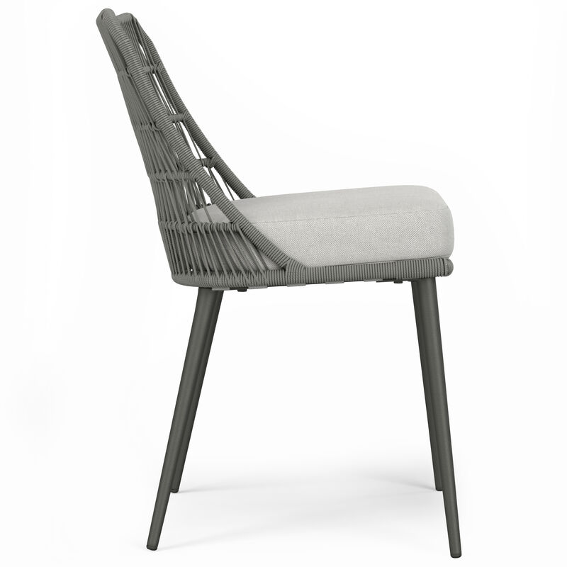 Beachside Contemporary Outdoor Dining Chair (Set of 2) in Grey Polyester Fabric