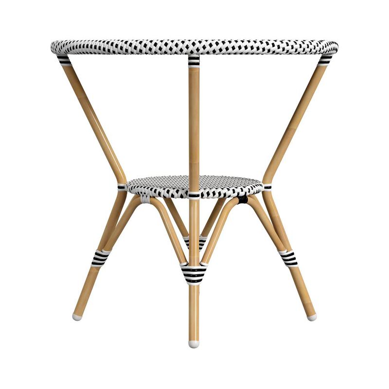 Butler Specialty Tobias 30 in. W Outdoor Round Rattan and Metal Bistro Table, Black and White
