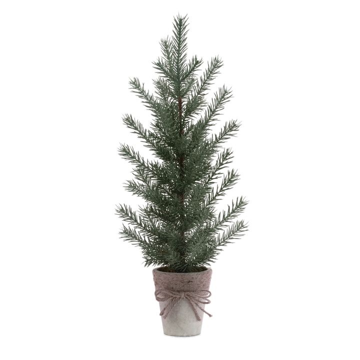 Set of 2 Potted Mini Pine Trees for Holiday Tabletop, Shelf, or Mantel Display