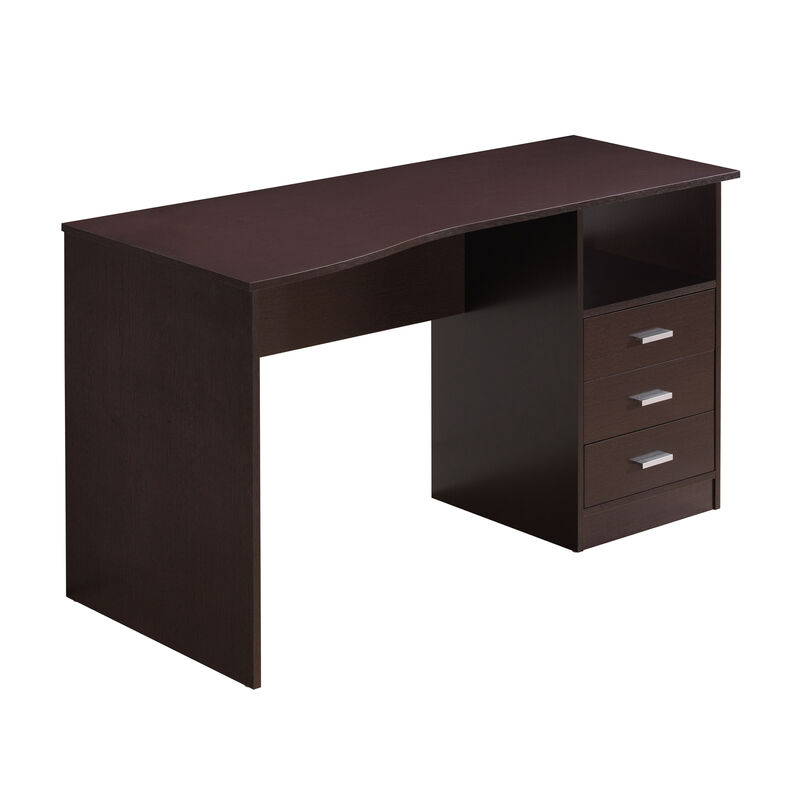 HomeRoots 51" Gray Wood Pedestal Computer Desk With Three Drawers image number 2