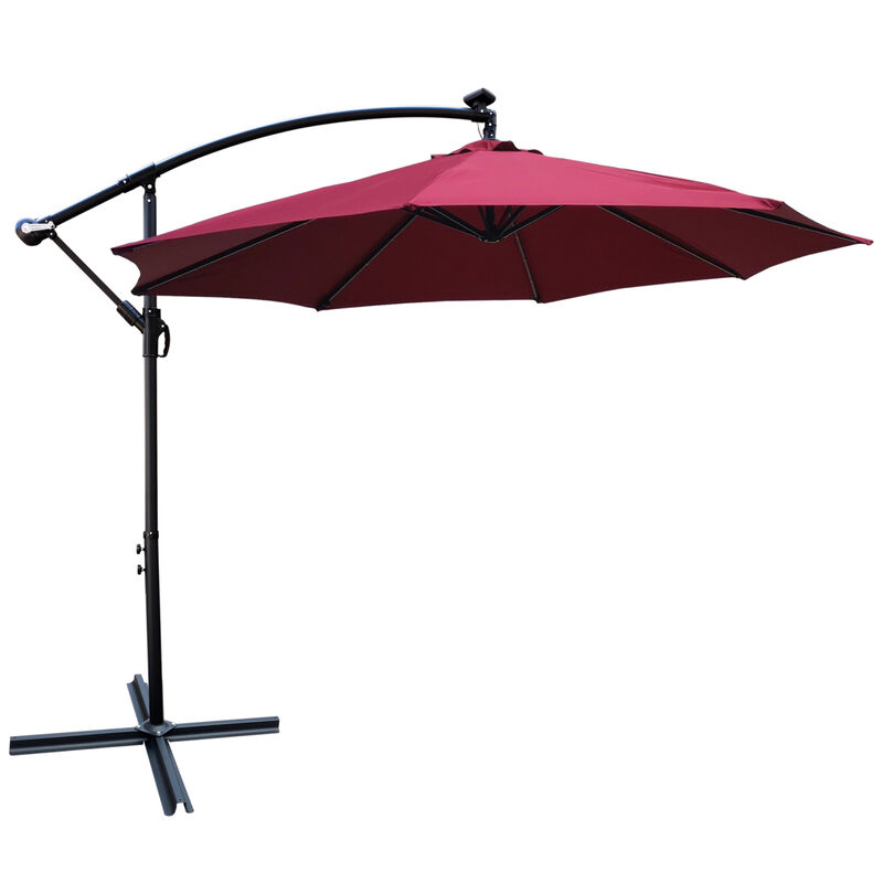 Streamdale 10ft LED Solar Patio Umbrella with Crank and Cross Base image number 6