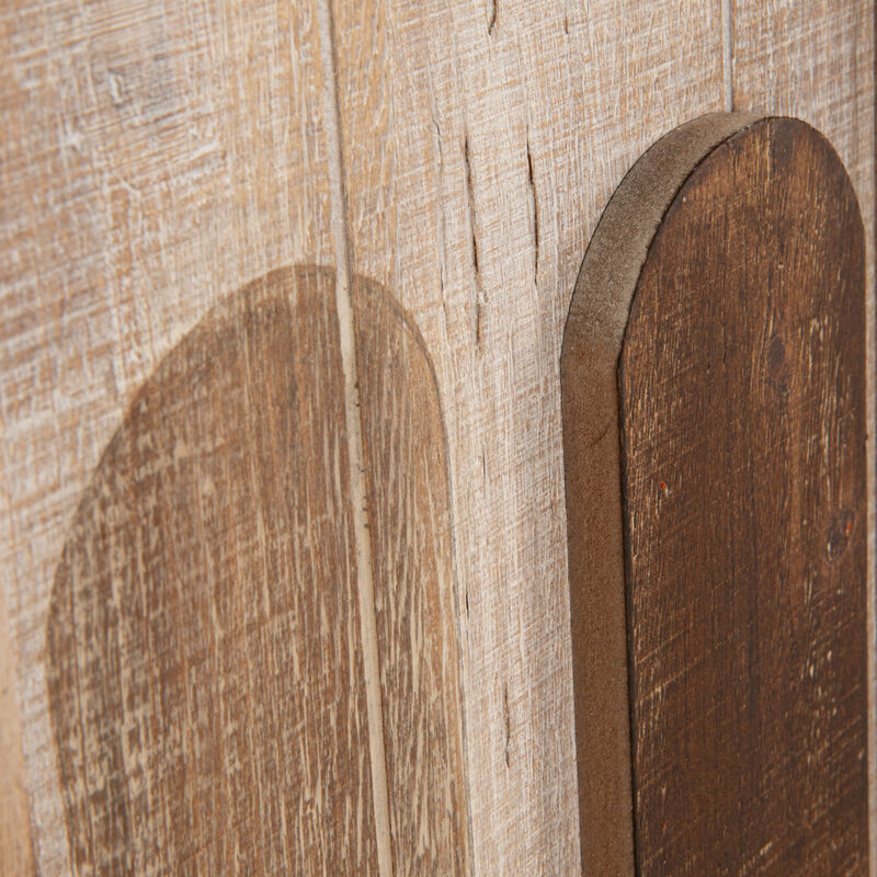 Wide Wood Framed Wall D&eacute;cor with Raised Metal Paddles, Brown Finish image number 4