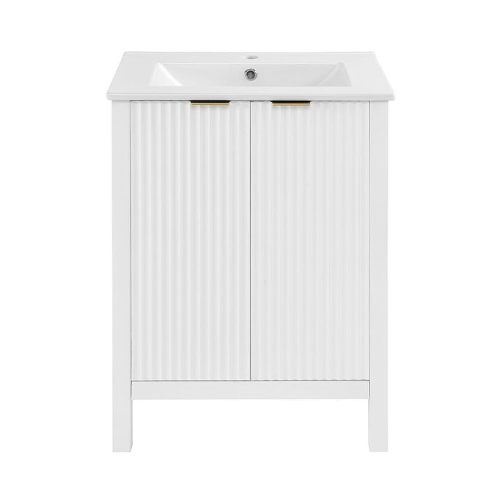 Bastille 24" Freestanding Bathroom Vanity in White with Sink Top