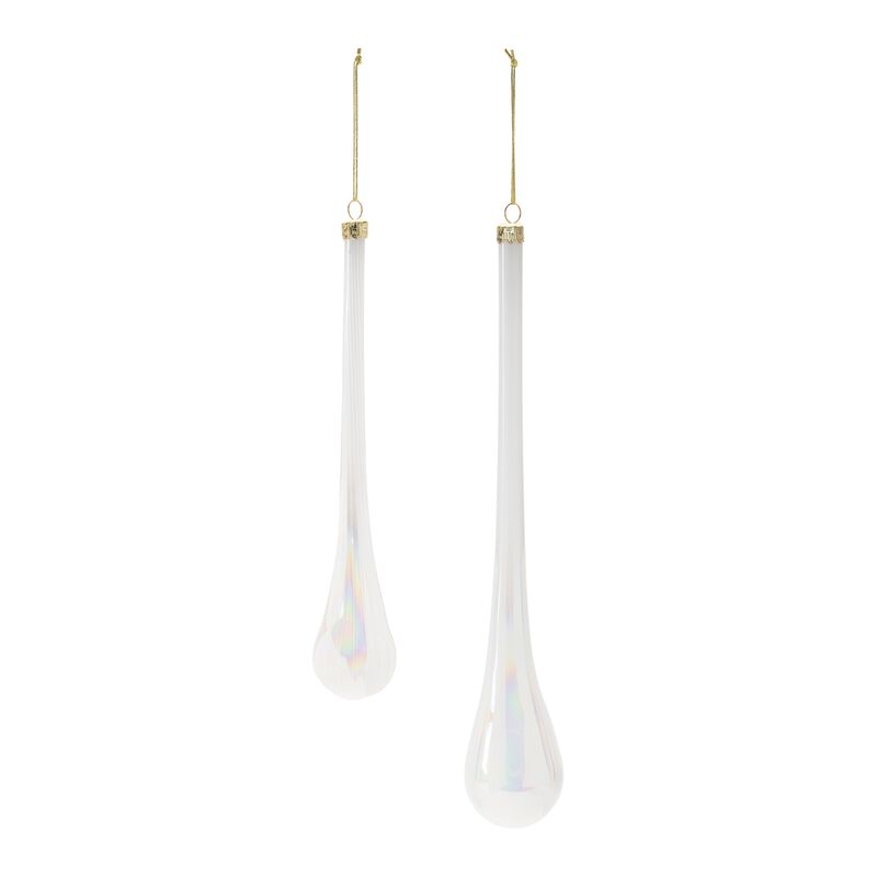 Glass Drop Ornaments (Set of 6) &ndash; Elegant Teardrop Christmas Decorations for Tree, Garland, or Holiday Display