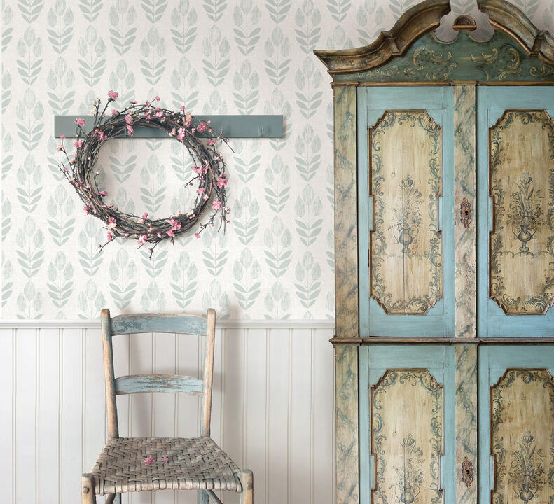 Garland Teal Block Tulip Wallpaper (Set of 2)