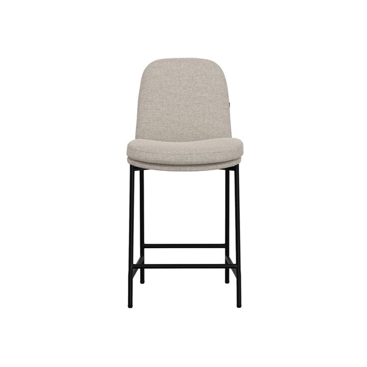 Reeve Counter Height Chair, Black Iron, Water-Resistant Beige Polyester